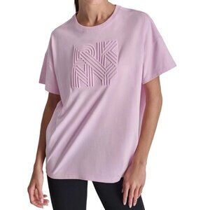 DKNY Sport Women's Cotton Embossed Logo High-Low T-Shirt Purple L New